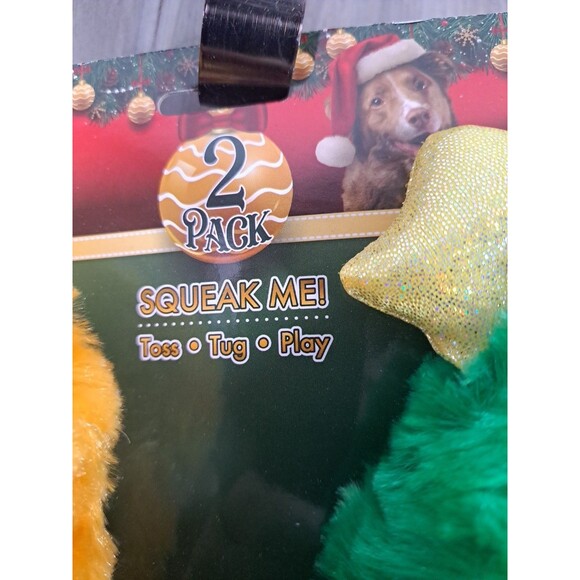 Plush Squeaky Dog Toys Bow Wow Holidays Pet Gingerbread Christmas Tree NEW - Picture 6 of 8